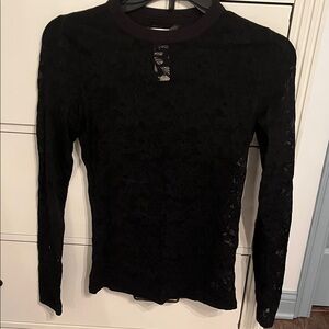 aerie Black Lace Long Sleeve Top